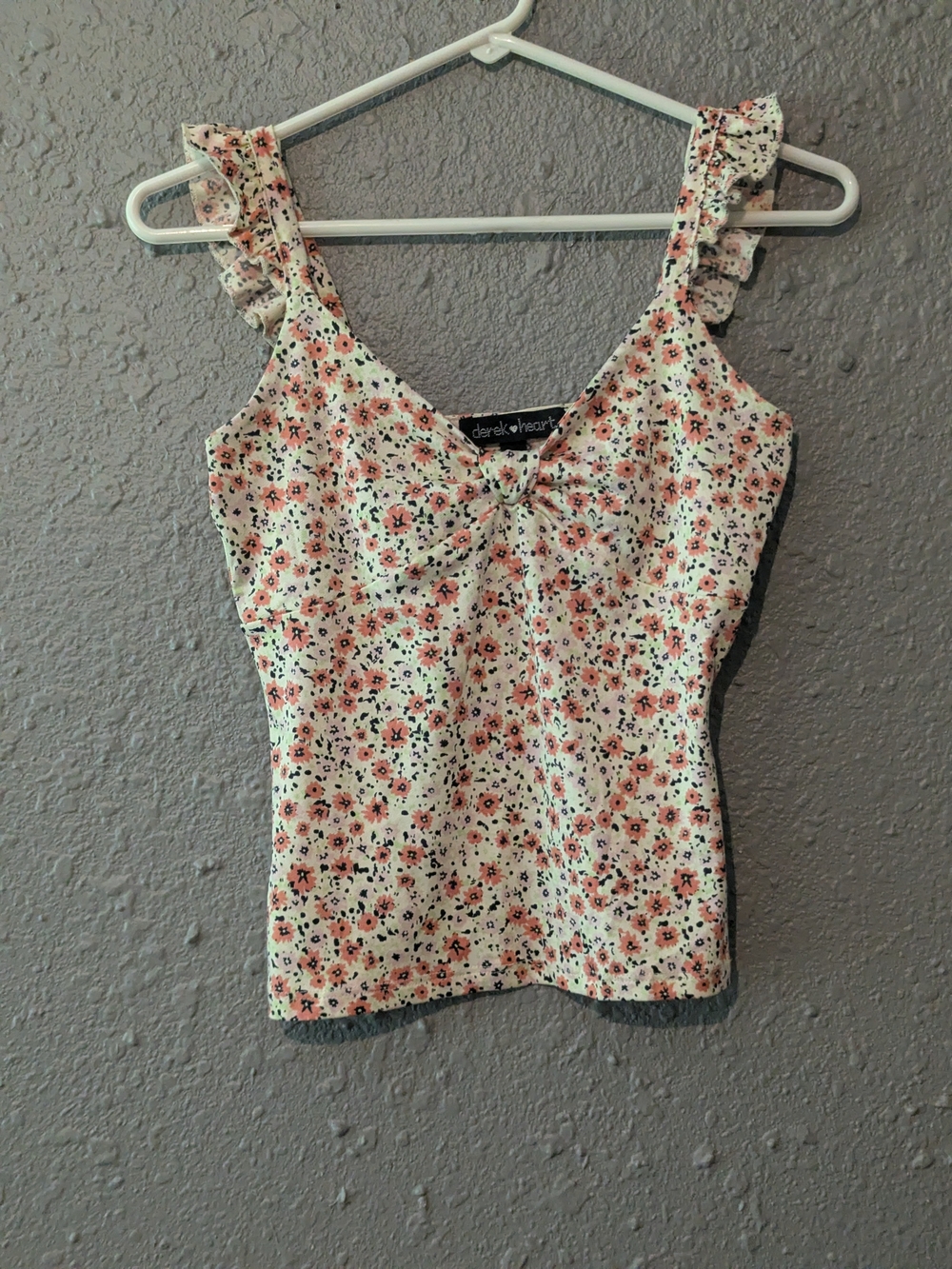 S Cream Floral Ruffle-Strap Camisole